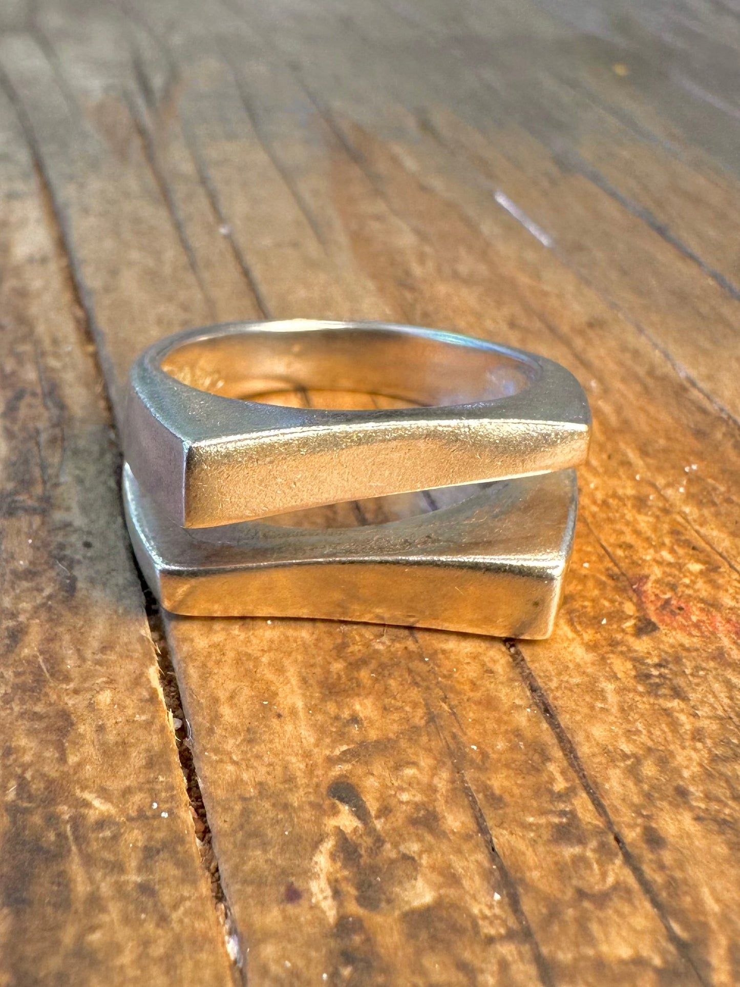 Abstract Overlapping Rectangles 925 Sterling Silver Size Q Ring