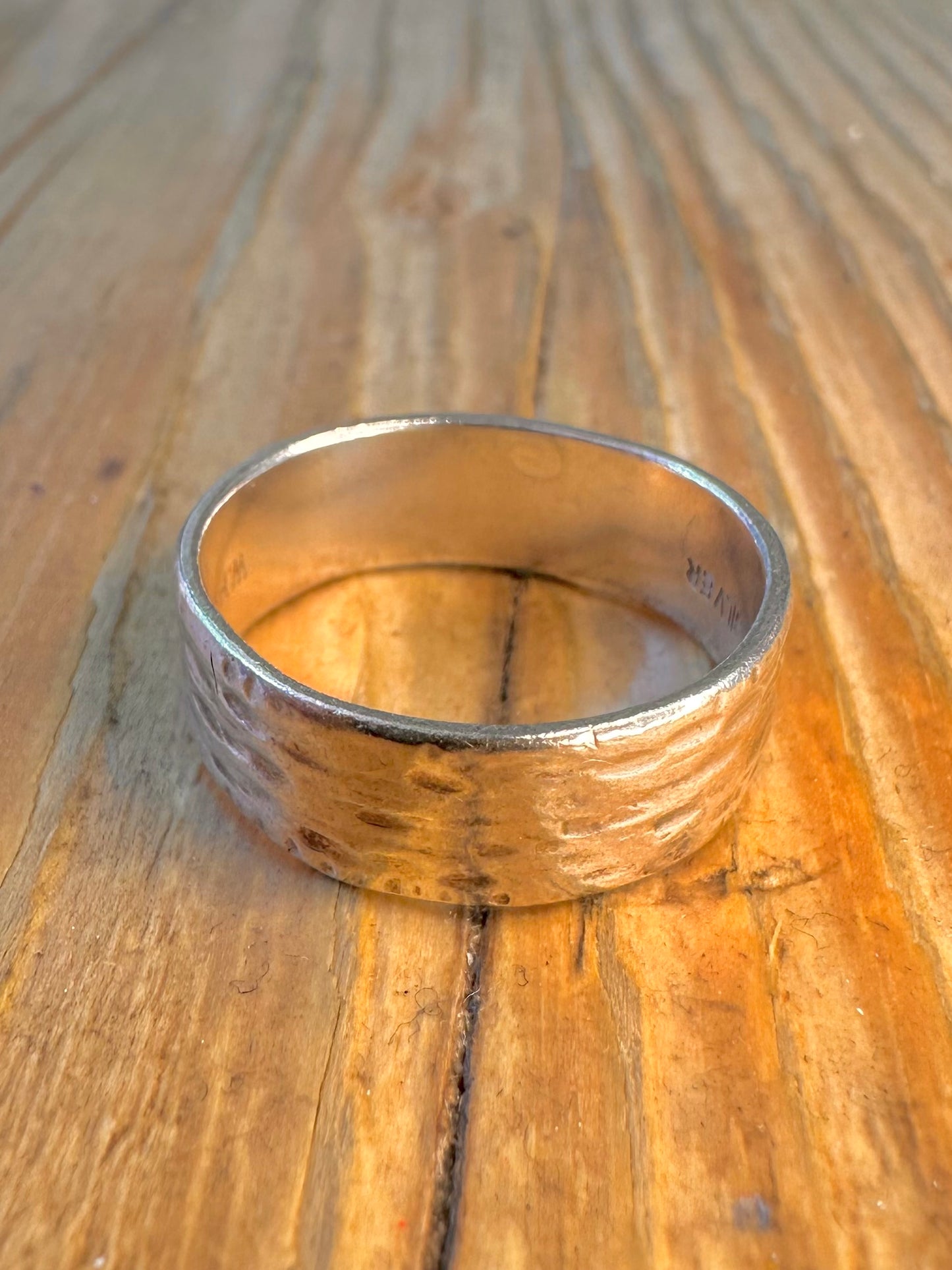 Textured Band 925 Sterling Silver Size R Ring