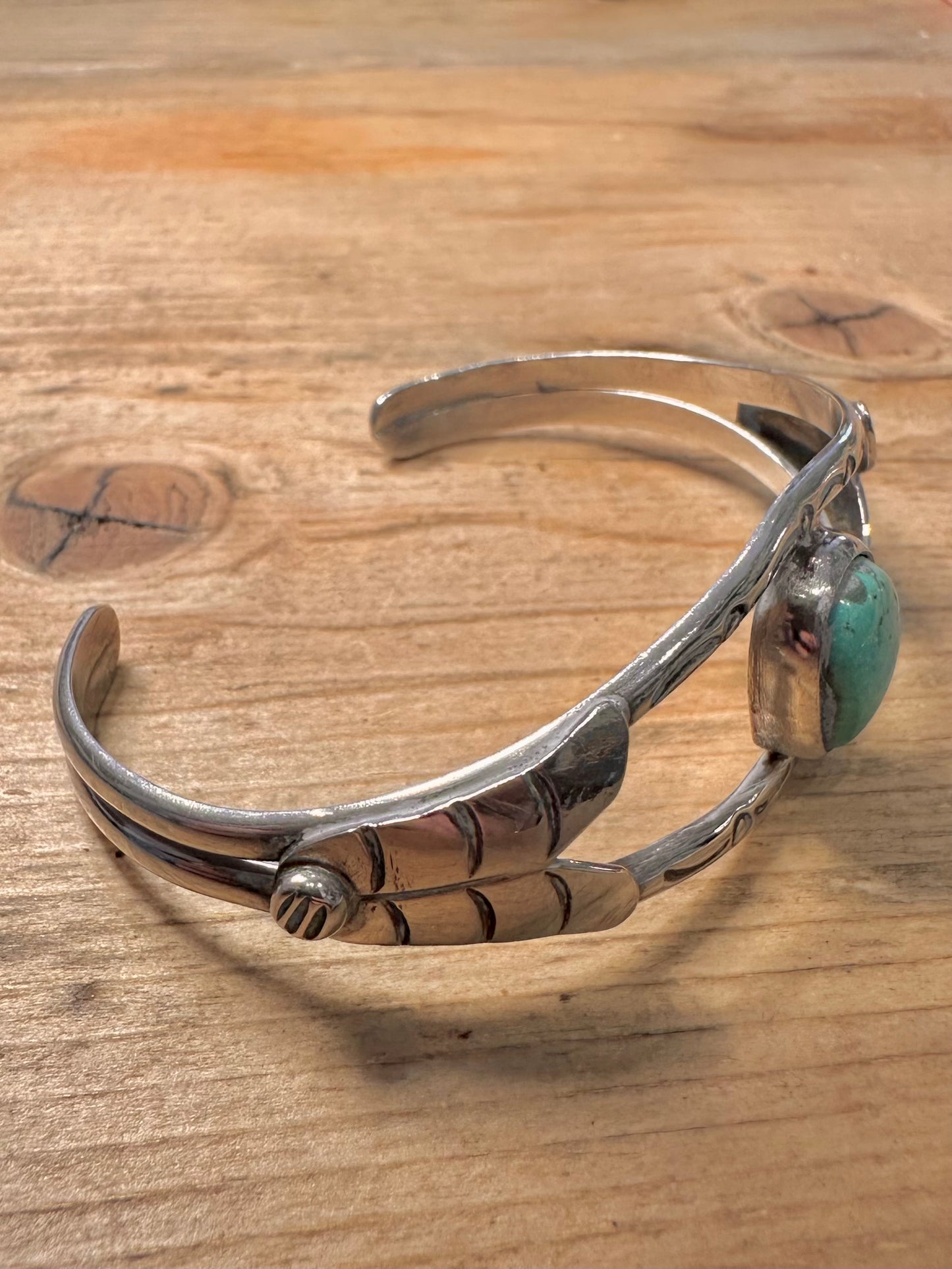 Vintage Native American Turquoise 925 Silver Cuff Bangle
