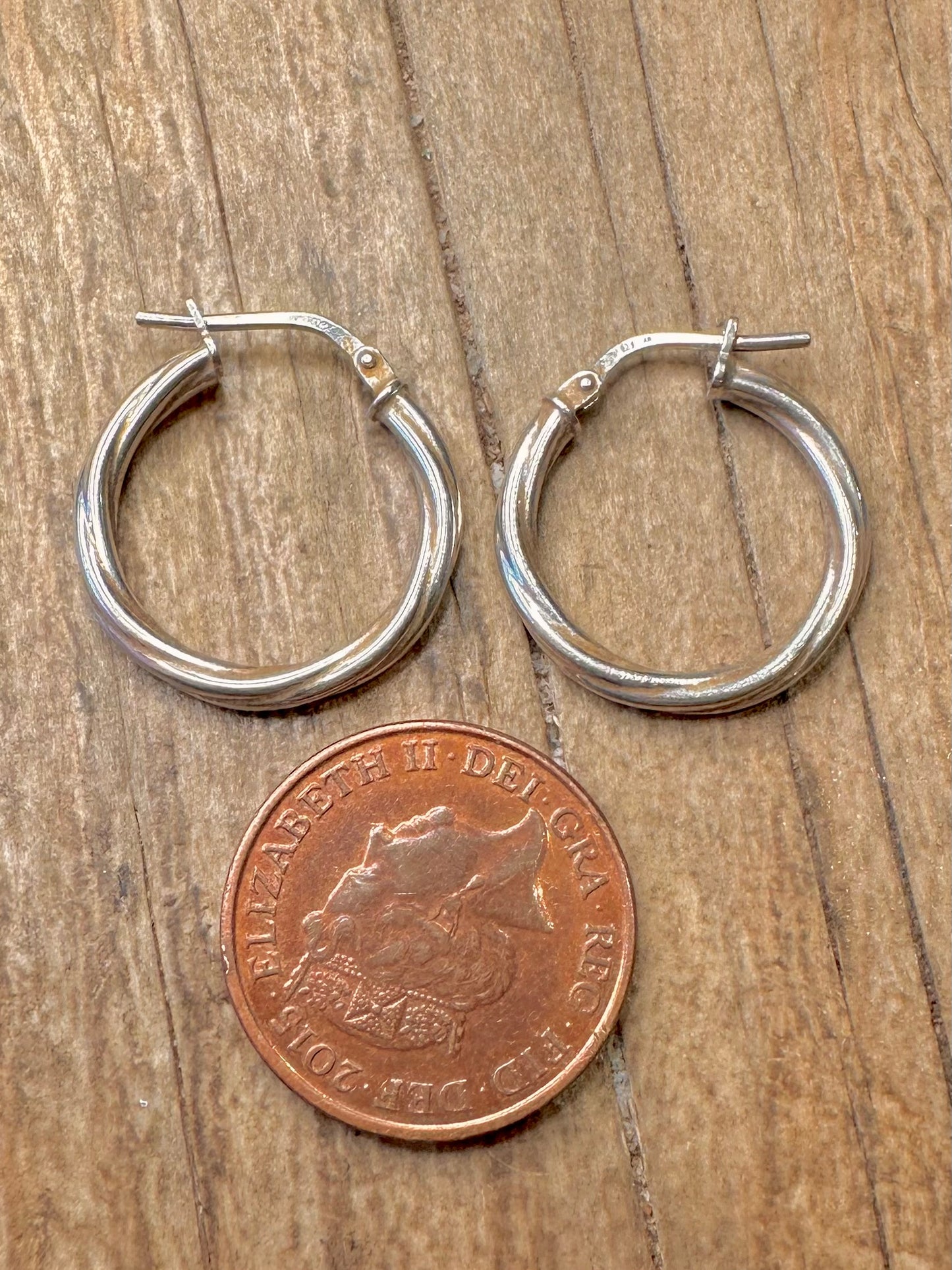 Vintage Twisted Hoops 925 Sterling Silver Earrings