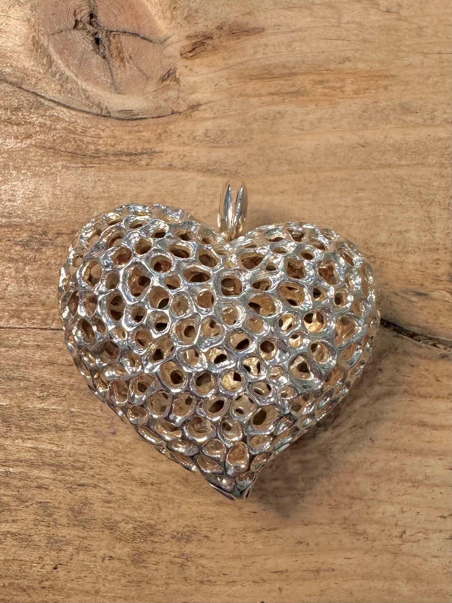 Vintage Abstract Heart Locket Filigree 925 Silver Pendant