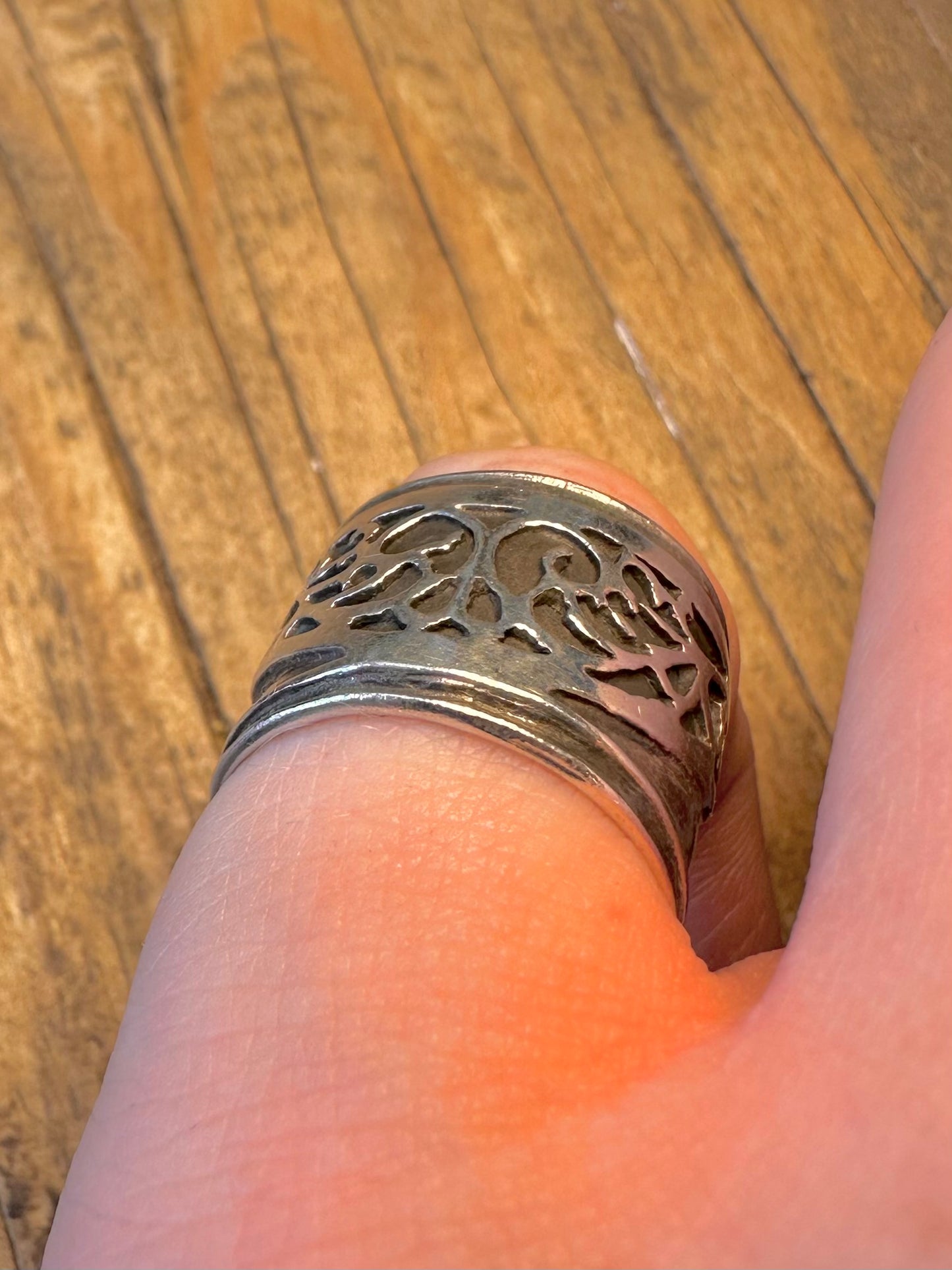 Wide Decorative Band 925 Sterling Silver Size M1/2 Ring