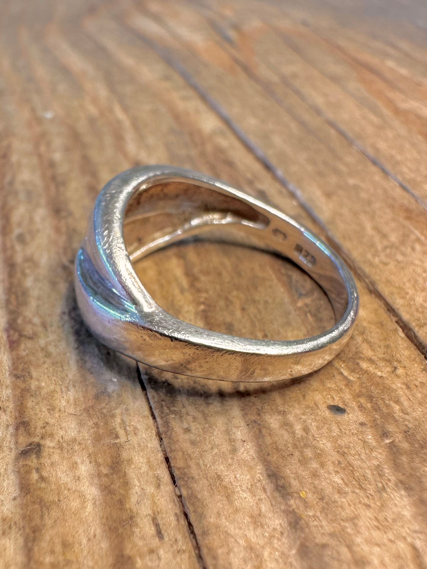 Abstrakter überlappender Ring aus 925er Sterlingsilber, Größe O