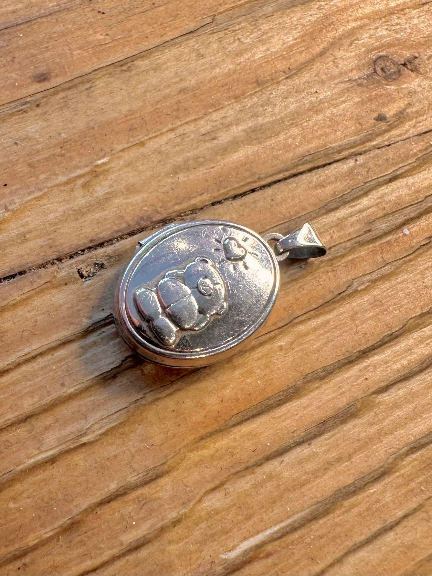 Teddy Bear Ballon Locket 925 Sterling Silver Pendant