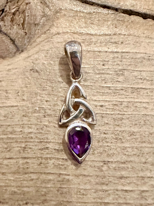 Vintage Amethyst Celtic 925 Silver Pendant