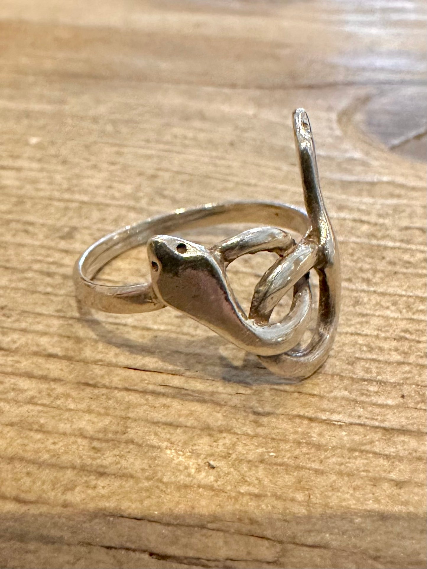 Vintage Double Snake 925 Silver Size P1/2 Ring