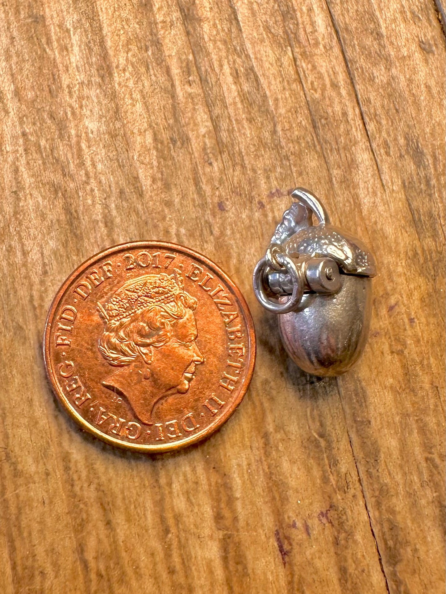 Acorn Opening Squirrel 925 Sterling Silver Charm Pendant