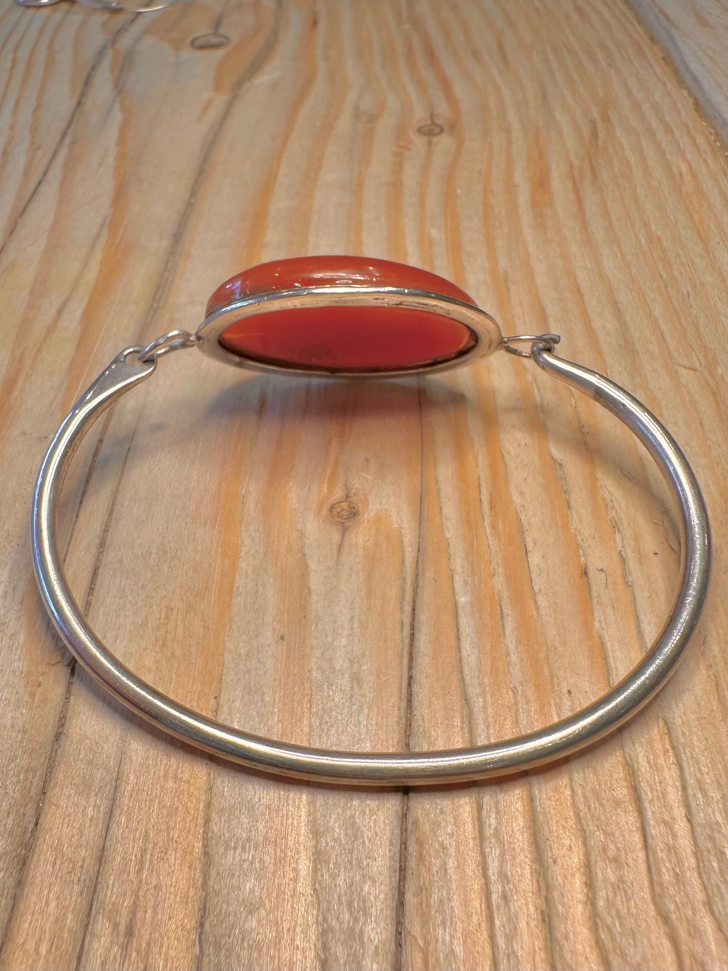 Vintage Carnelian 925 Silver Bangle