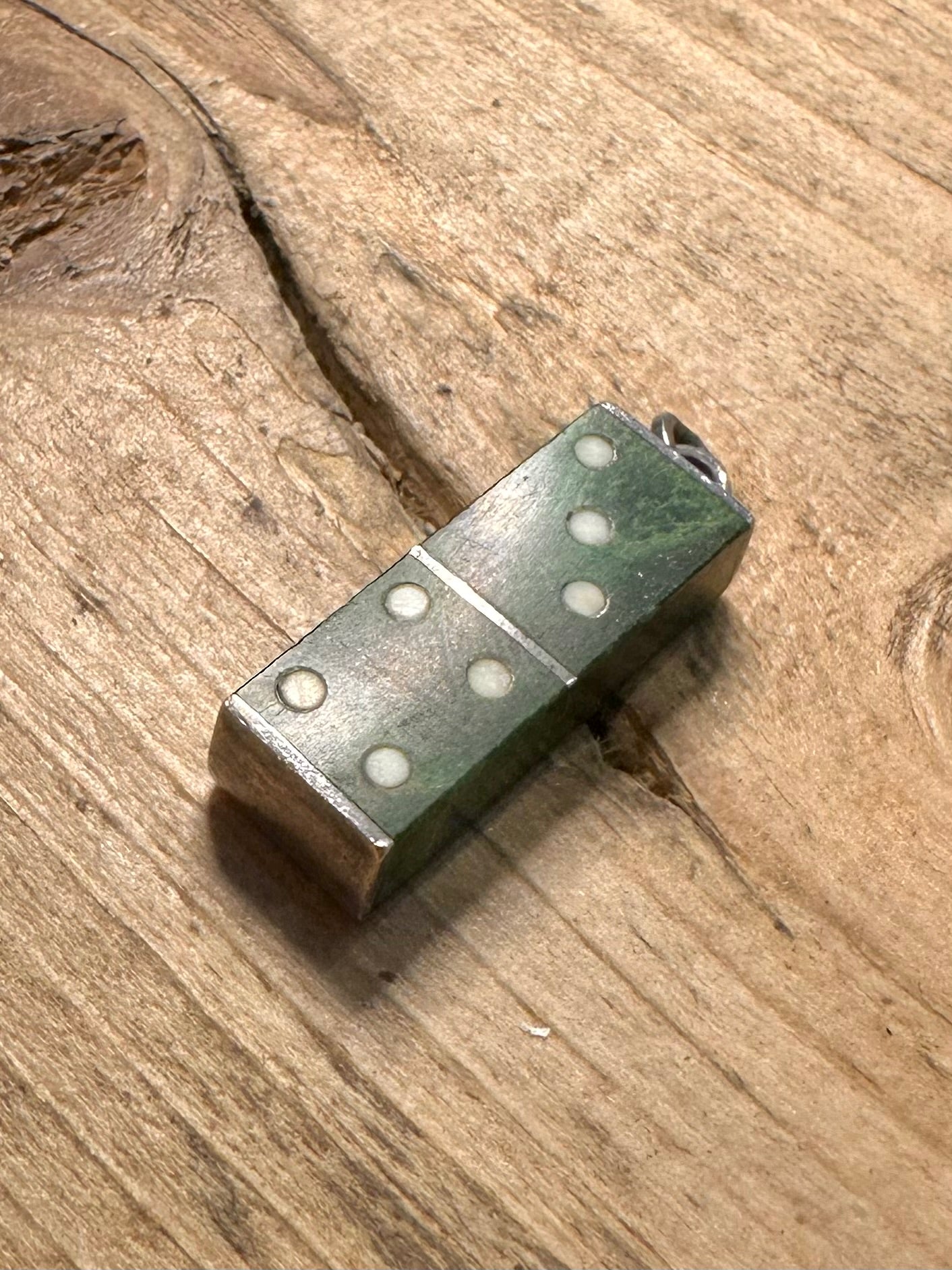 Vintage Serpentine Domino 925 Silver Pendant