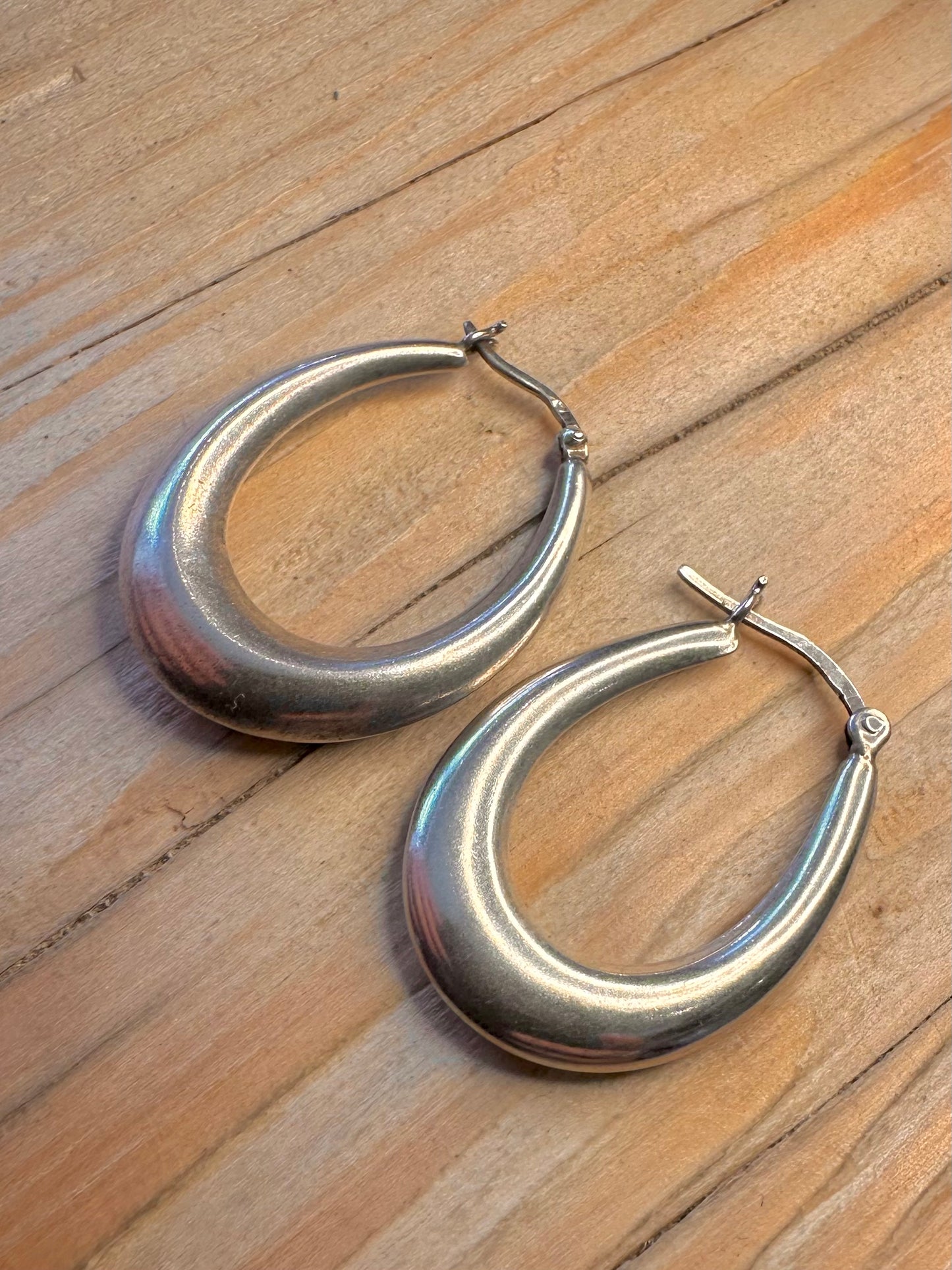 Vintage Chunky Hoops 925 Sterling Silver Earrings