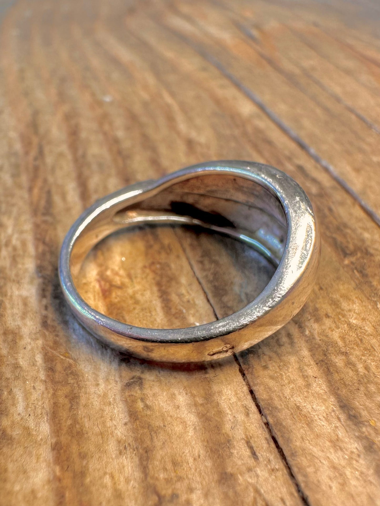 Abstrakter überlappender Ring aus 925er Sterlingsilber, Größe O