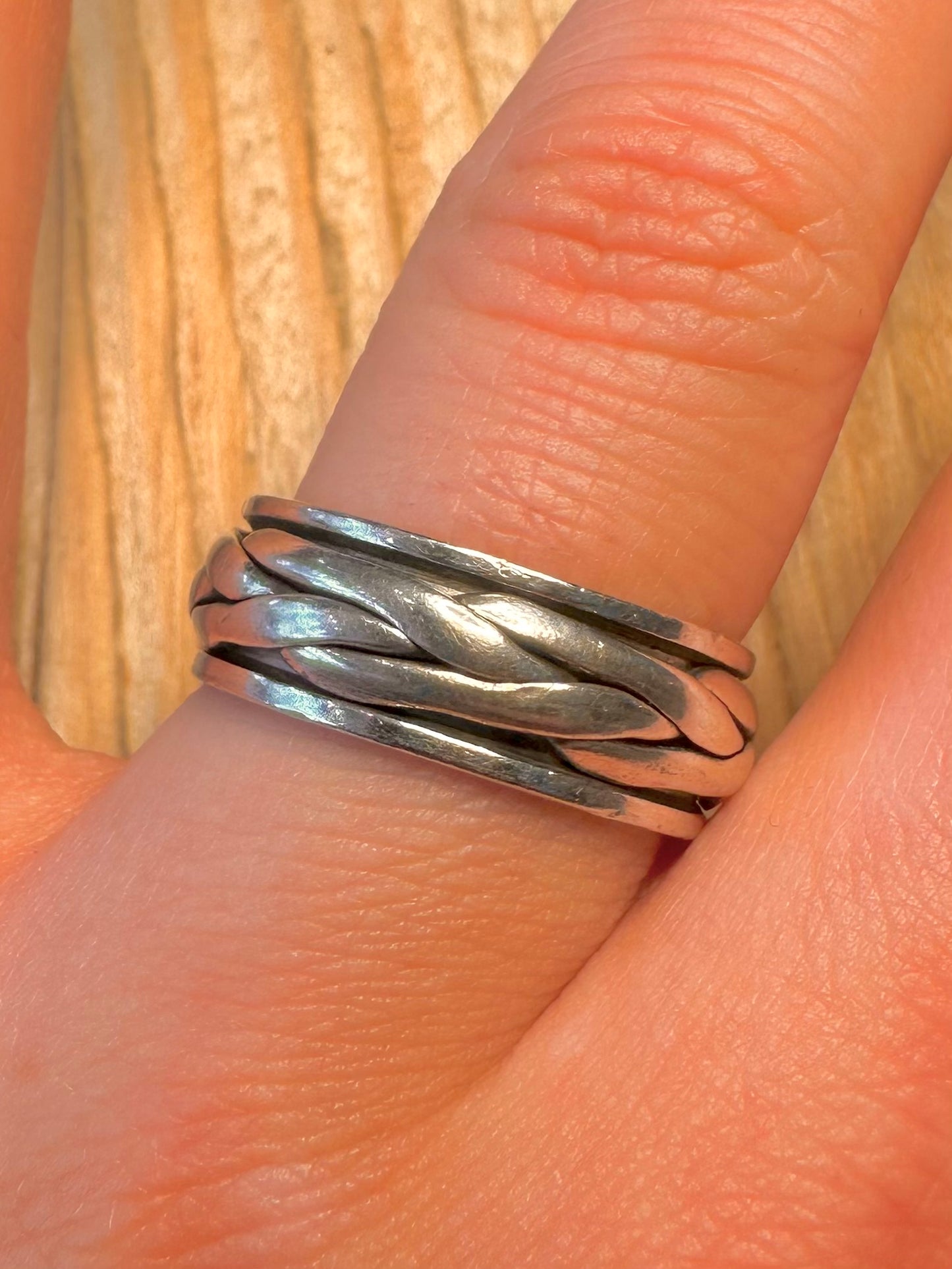 Vintage Twisted Spinner Band 925 Sterling Silver Size S1/2 Ring