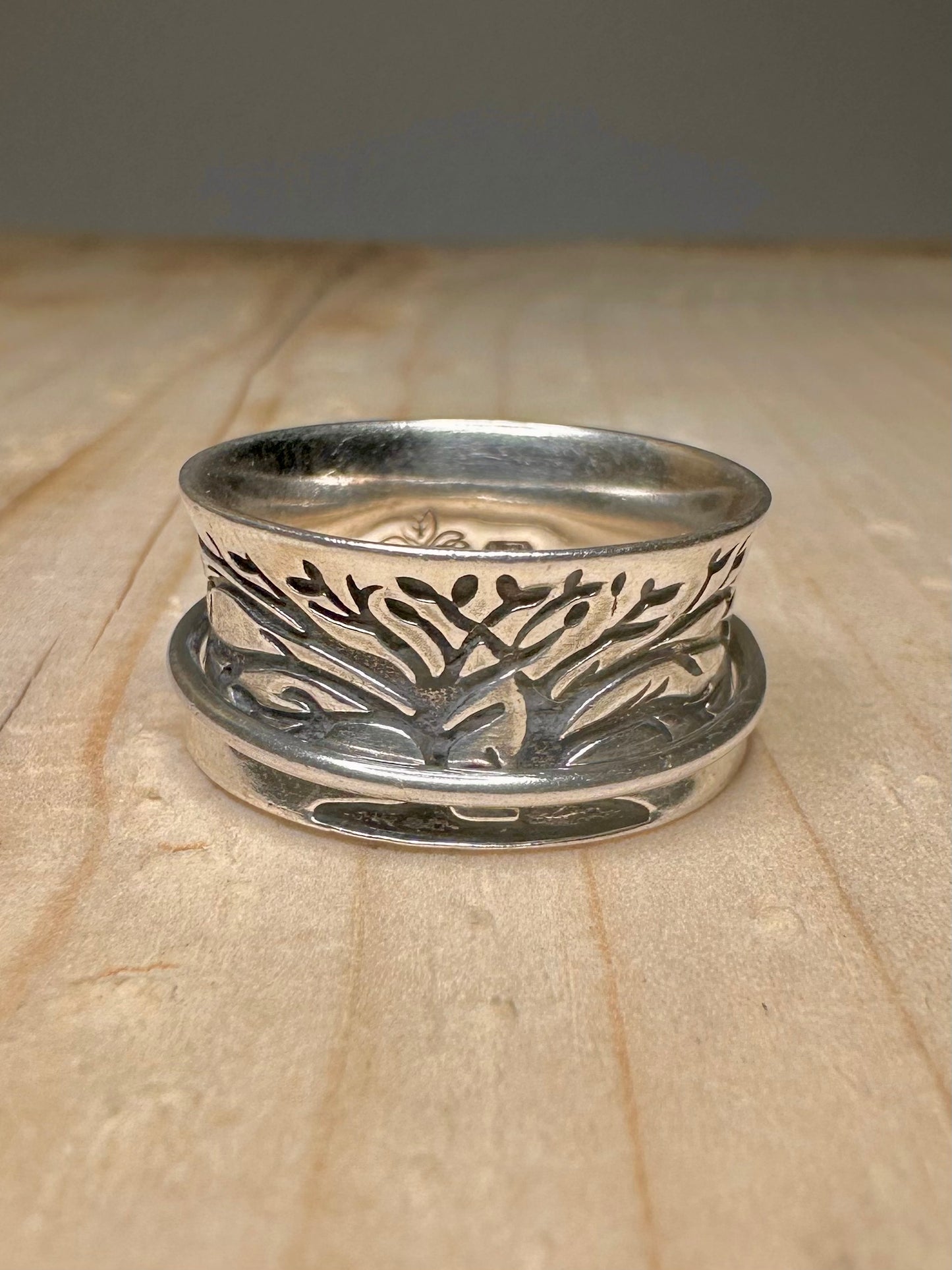 Tree of Life Spinner 925 Sterling Silver Size U Ring