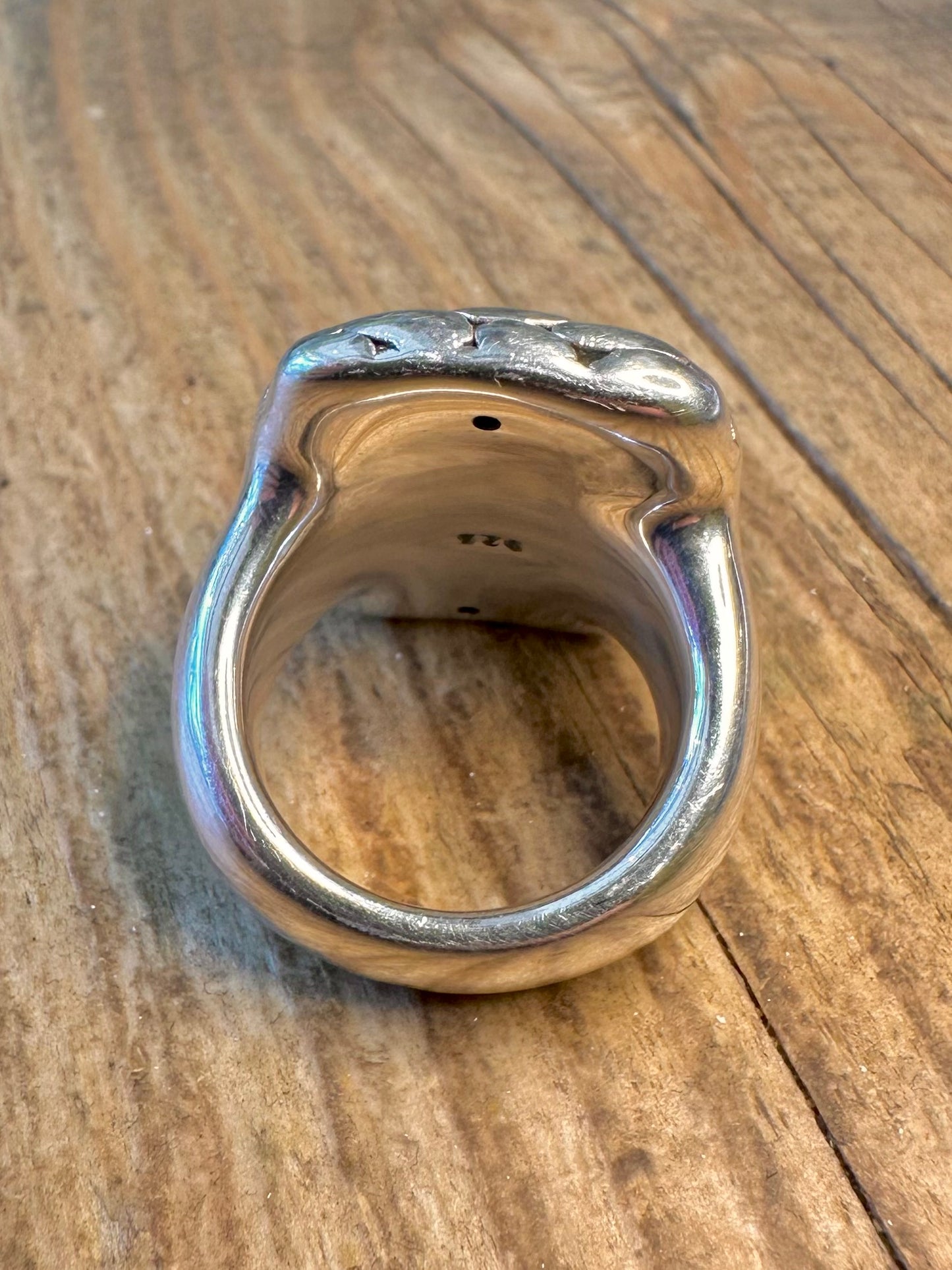 Abstract Pebble Style 925 Sterling Silver Size P Ring