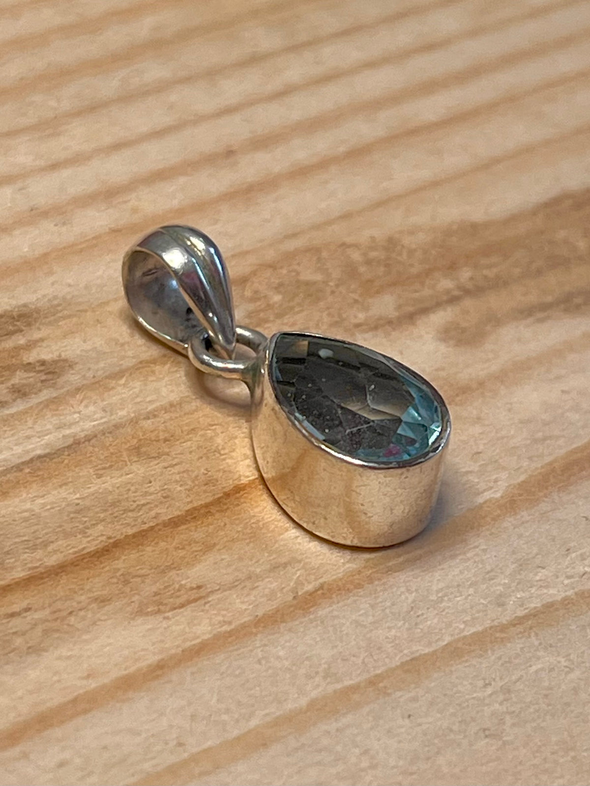 Blue Topaz Tear Drop 925 Sterling Silver Pendant