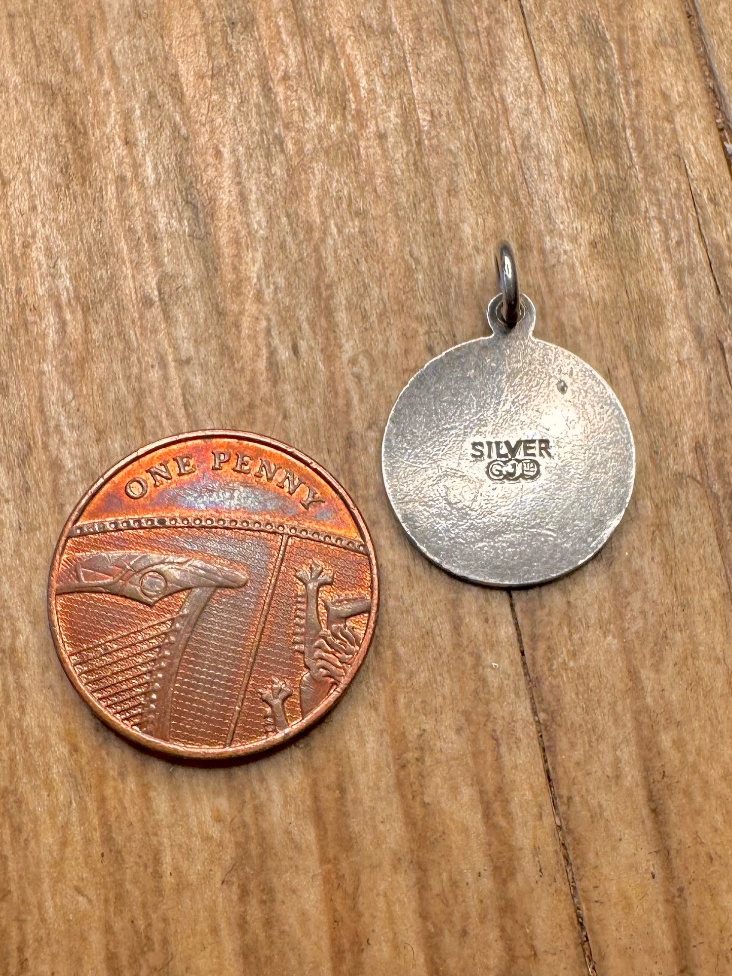 Vintage Georg Jensen St. Christopher Emaille Blau 925 Sterling Silber Anhänger