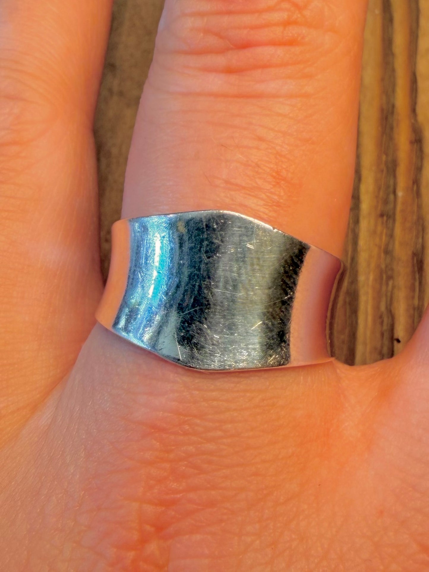 Abstract Curved Band 925 Sterling Silver Size U Ring