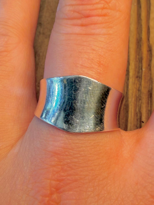 Abstract Curved Band 925 Sterling Silver Size U Ring