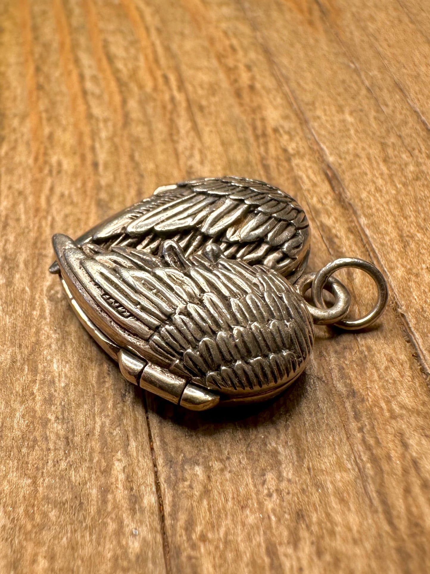 Vintage Feather Wing Double Sided 925 Sterling Silver Locket Pendant