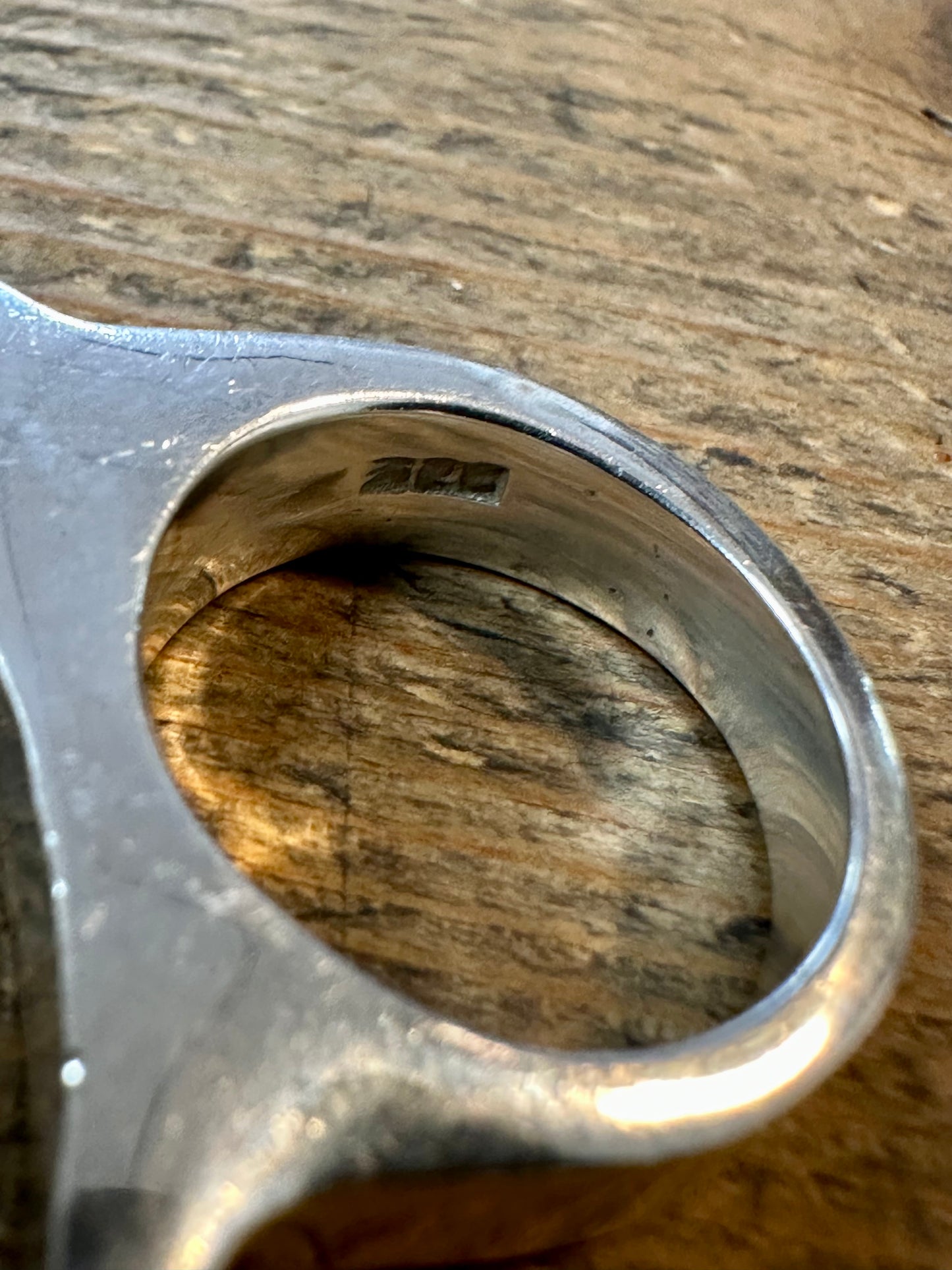 Modernist Bar Hammered 925 Silver Size L Ring