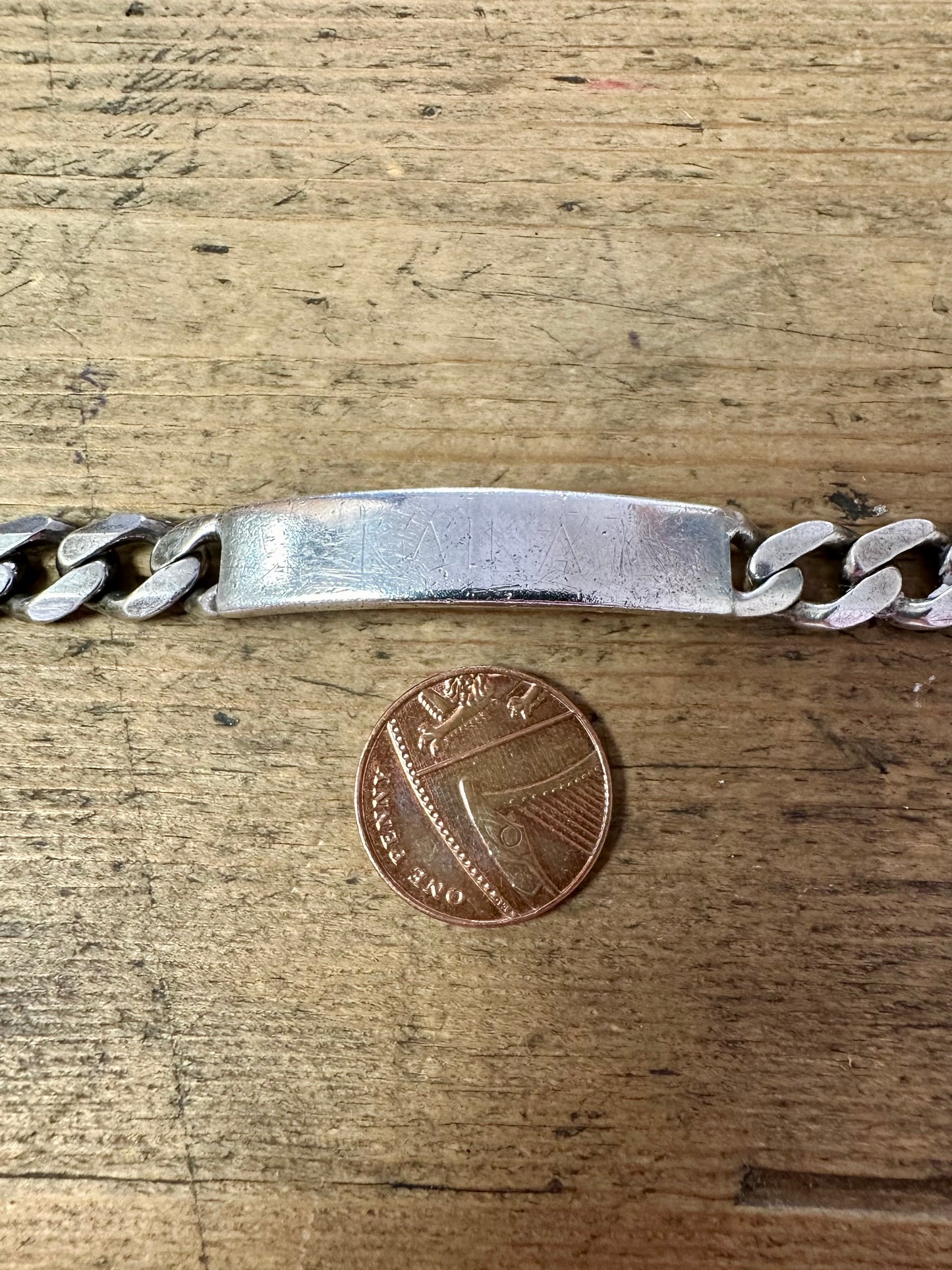 Vintage Identity Curb Chain 925 Silver Bracelet