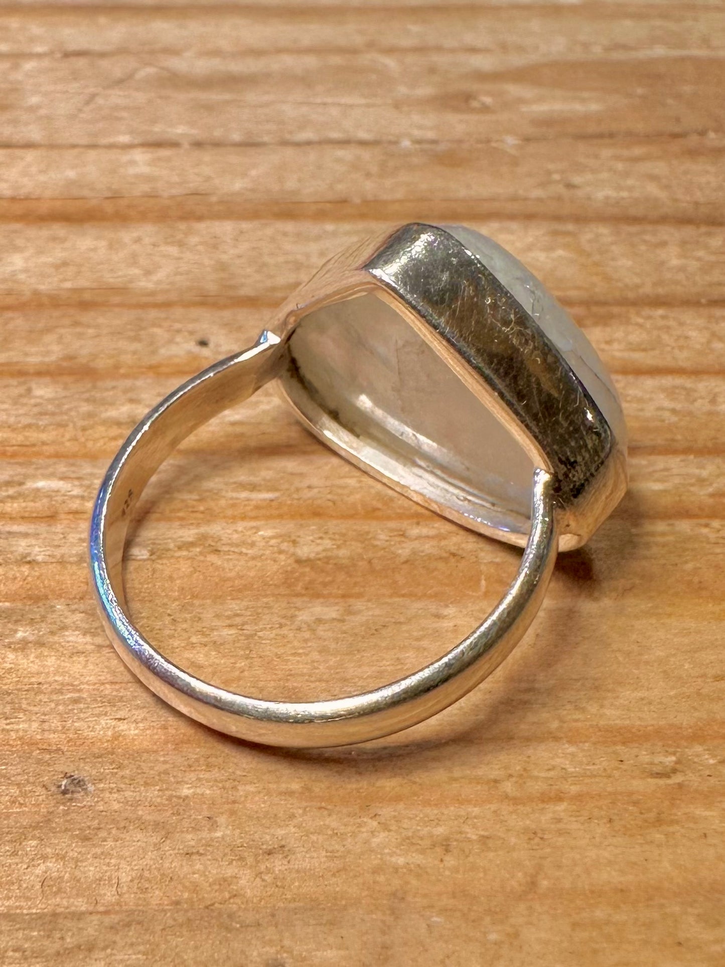Vintage Moonstone Triangle 925 Sterling Silver Size Q Ring
