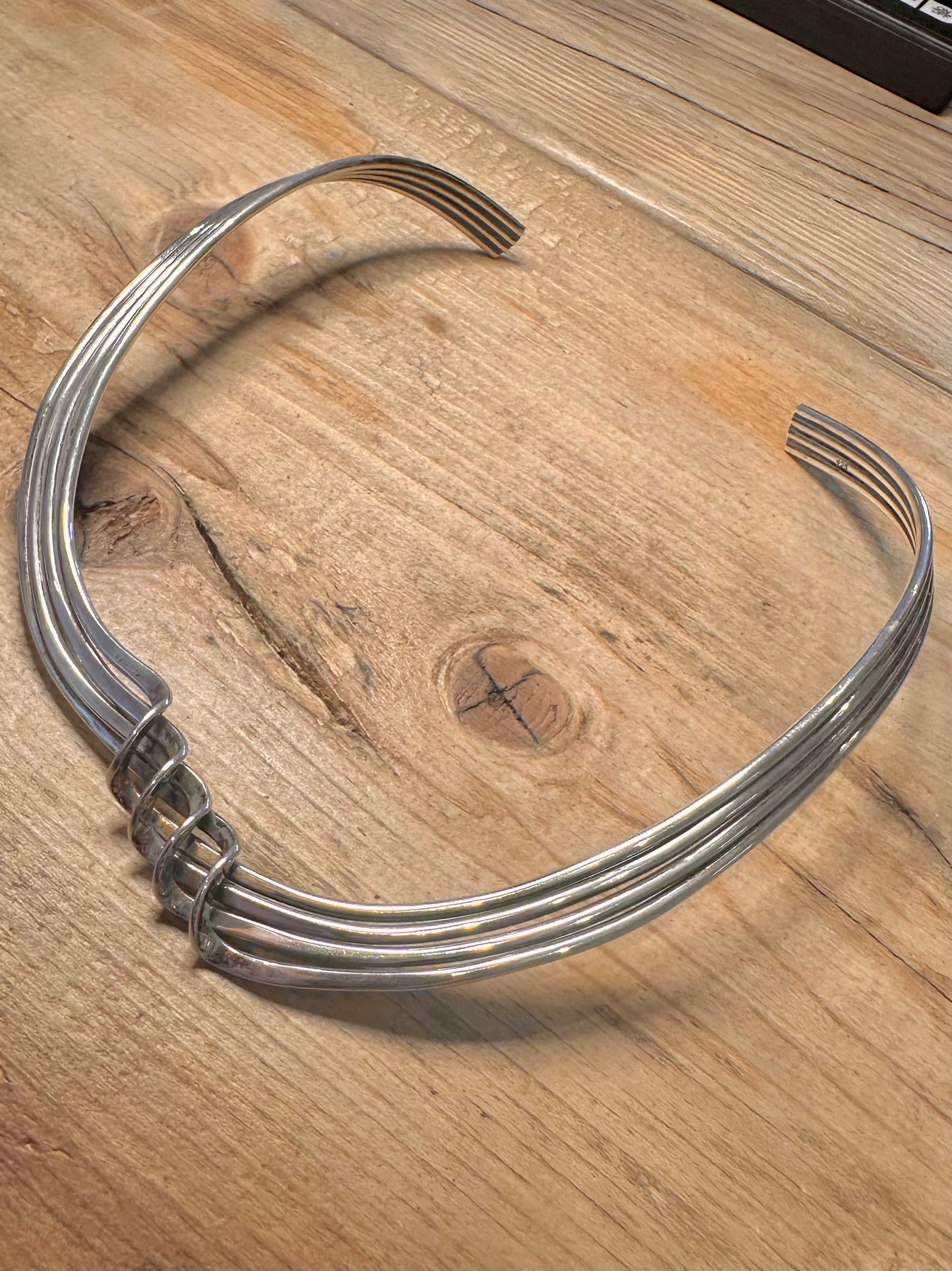 Vintage Heavy Twisted Layer Collar 925 Silver Necklace