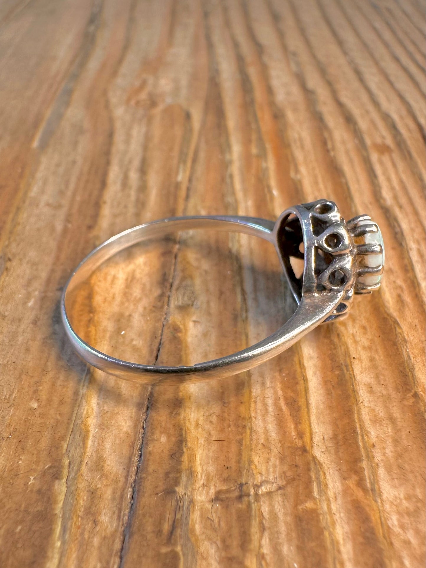 Opal and CZ 925 Sterling Silver Size W Ring