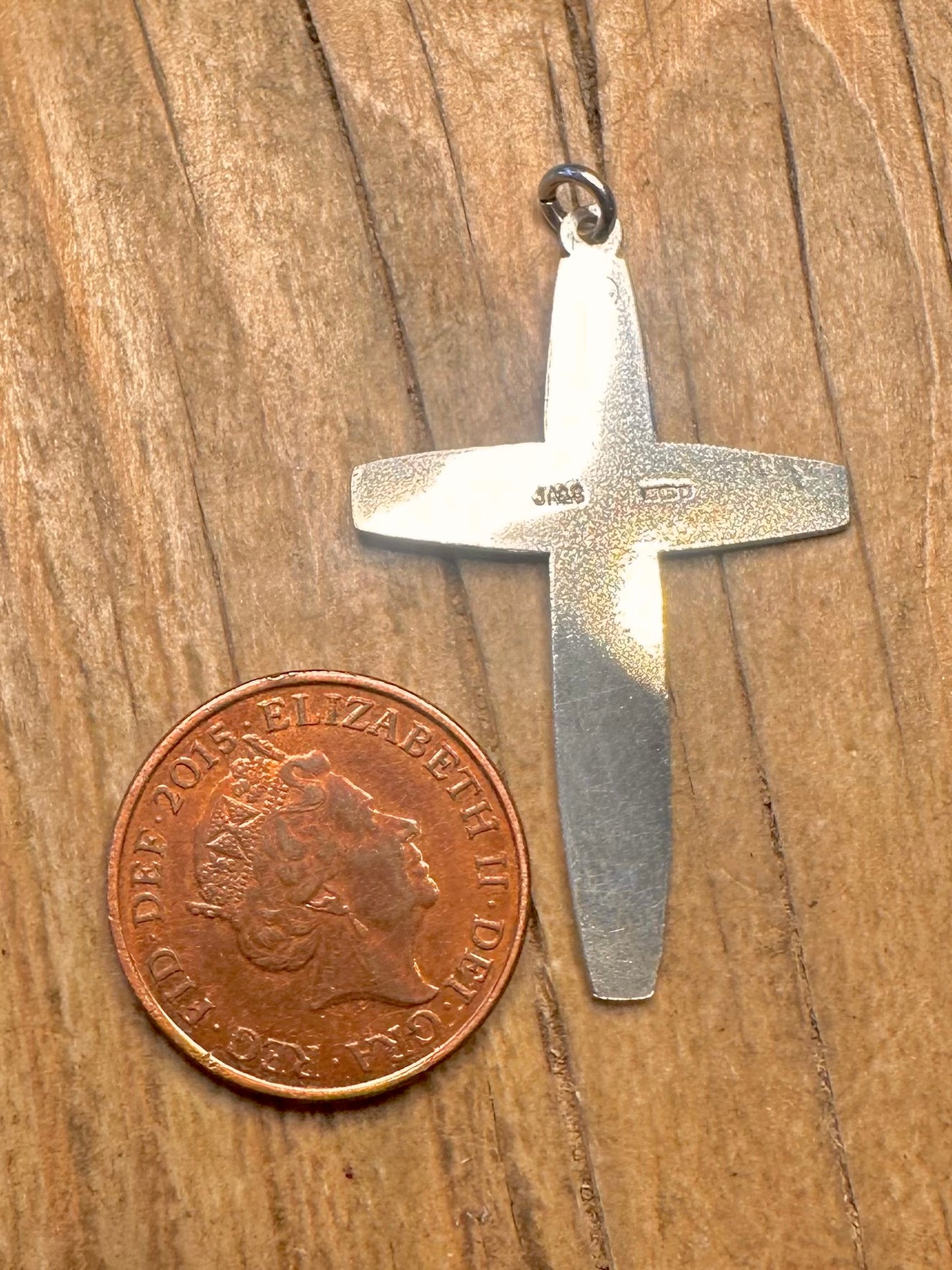 Vintage 1976 Floral Engraved Cross 925 Sterling Silver Pendant