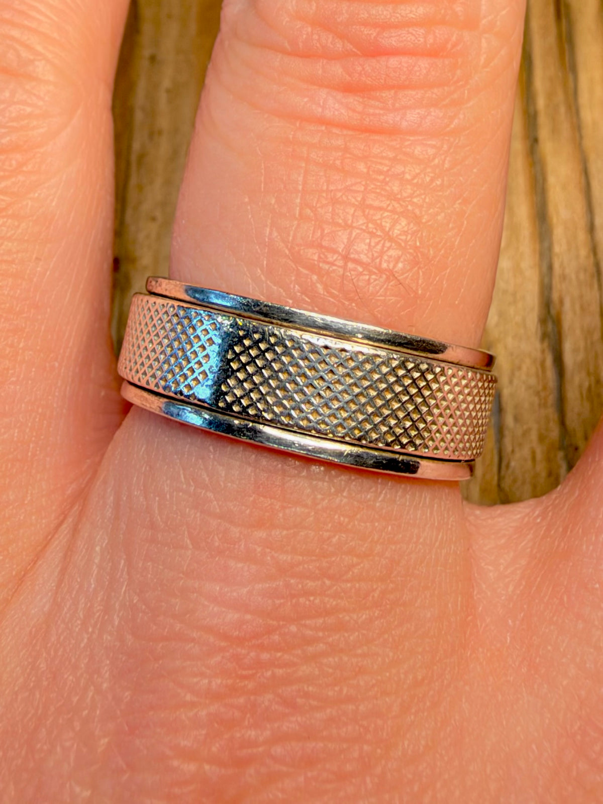Textured Band Spinner 925 Sterling Silver Size V Ring