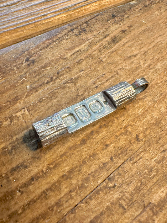 Ingot 1978 Bark Effect Barrel 925 Sterling Silver Pendant
