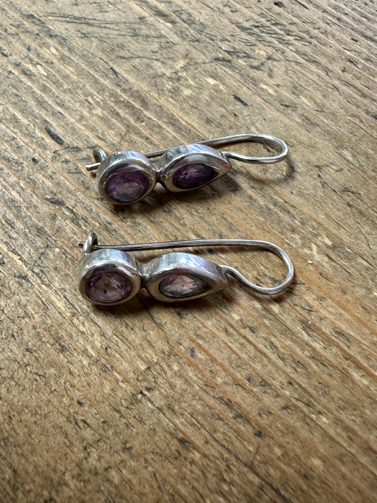 Modernist Amethyst 925 Silver Earrings