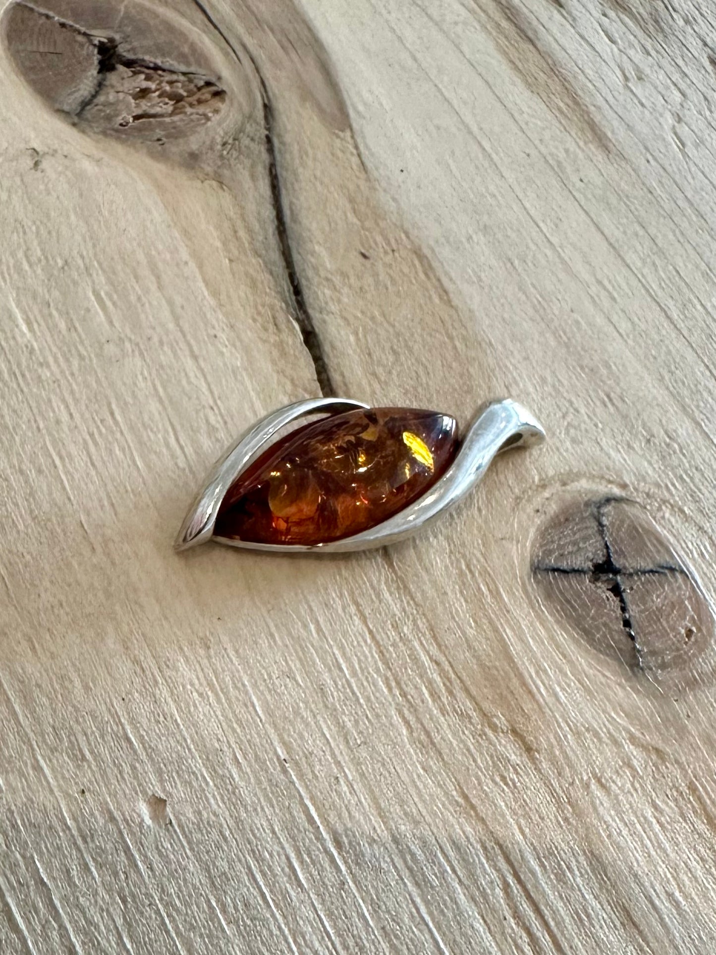 Abstract Amber 925 Silver Pendant