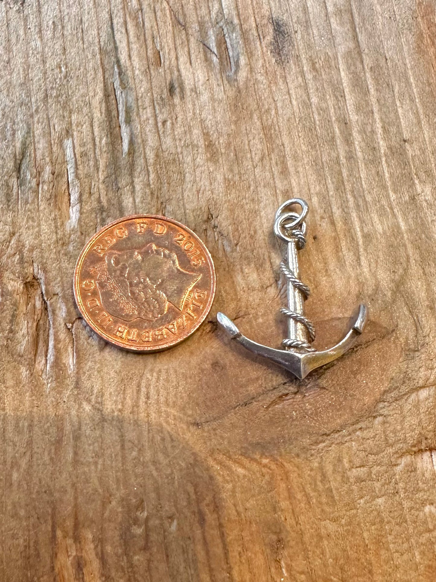 Anchor Rope Wrapped Around 925 Sterling Silver Pendant