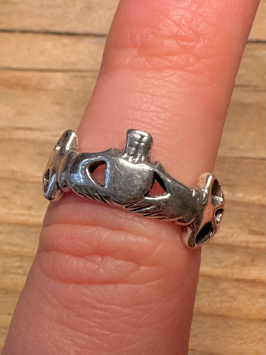 Vintage Claddagh 925 Sterling Silver Size J Ring
