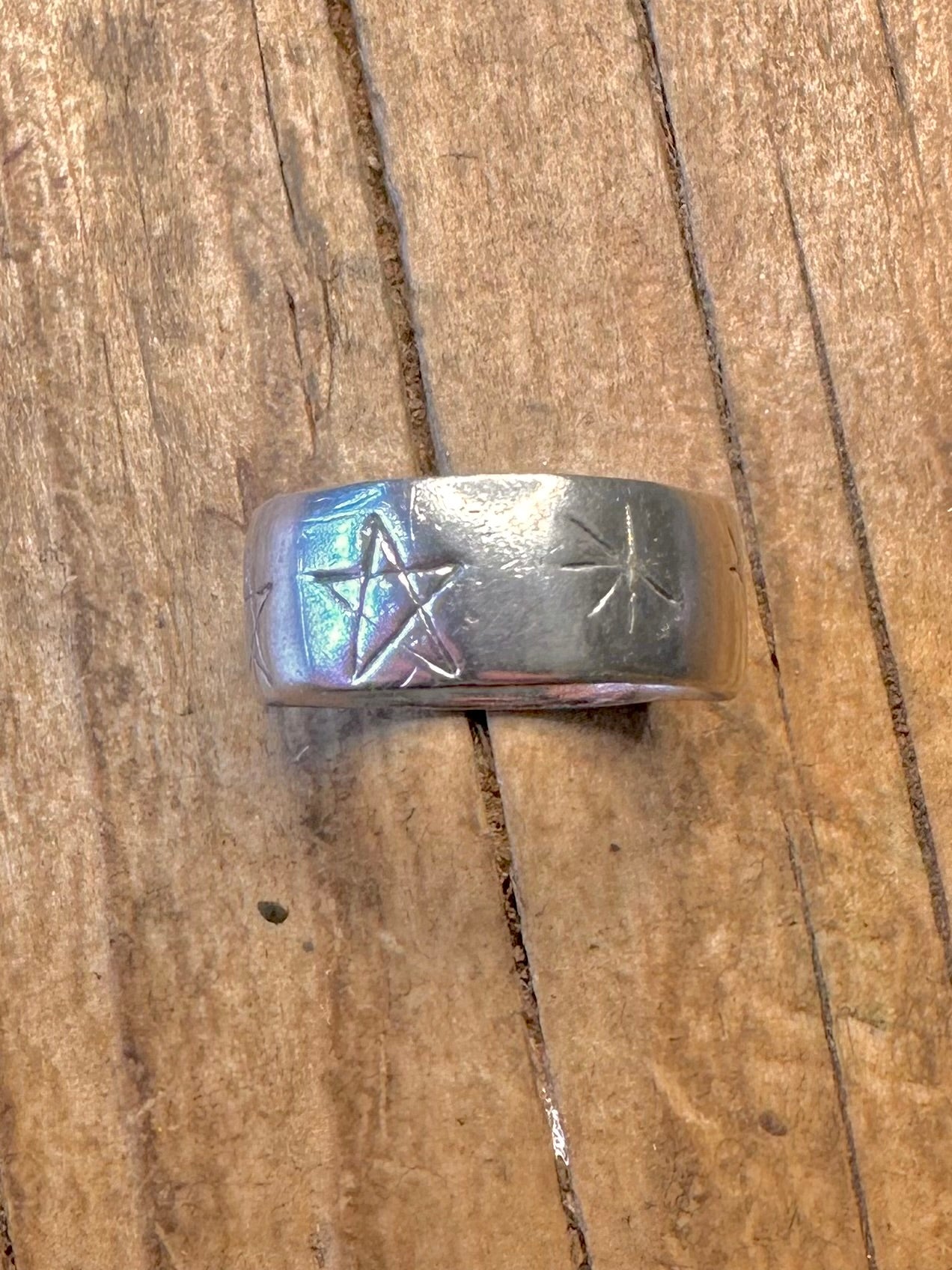 Star and Moon Band 925 Sterling Silver Size H Ring