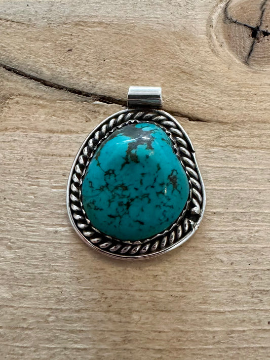 Vintage Navajo Turquoise 925 Silver Pendant