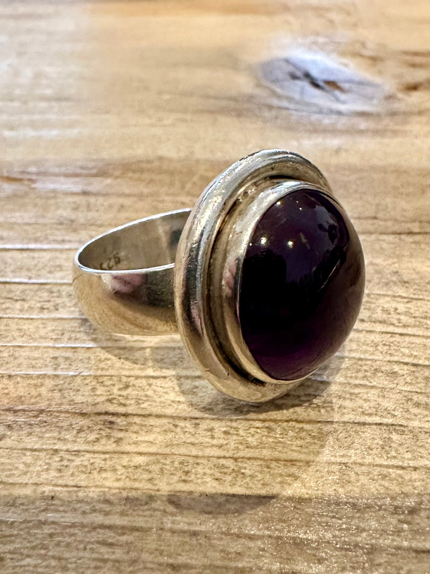 Vintage Circle Amethyst 925 Silver Size O Ring