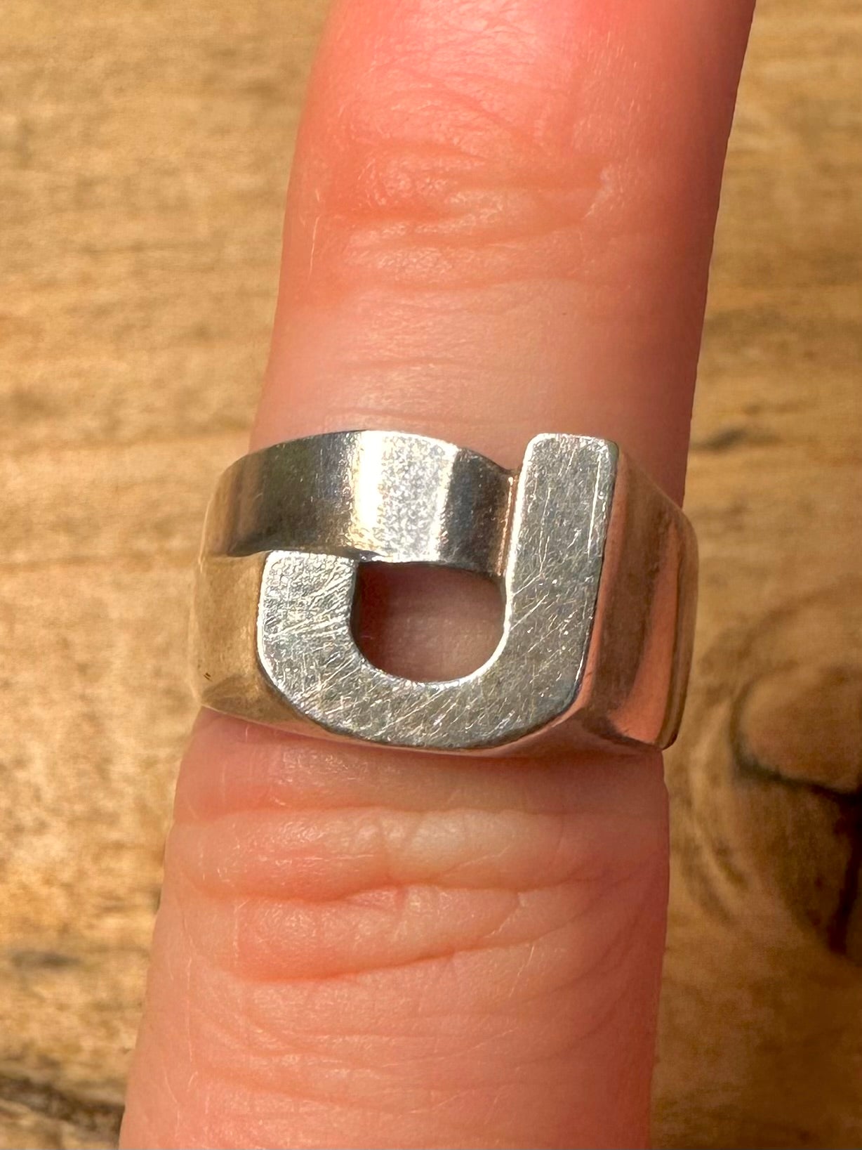 Vintage 1974 Letter J 925 Silver Size I Ring