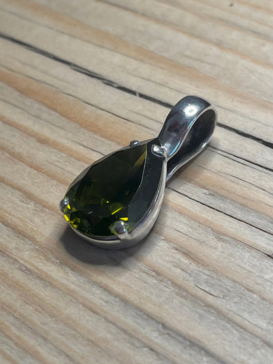 Teardrop Moldavite 925 Sterling Silver Pendant