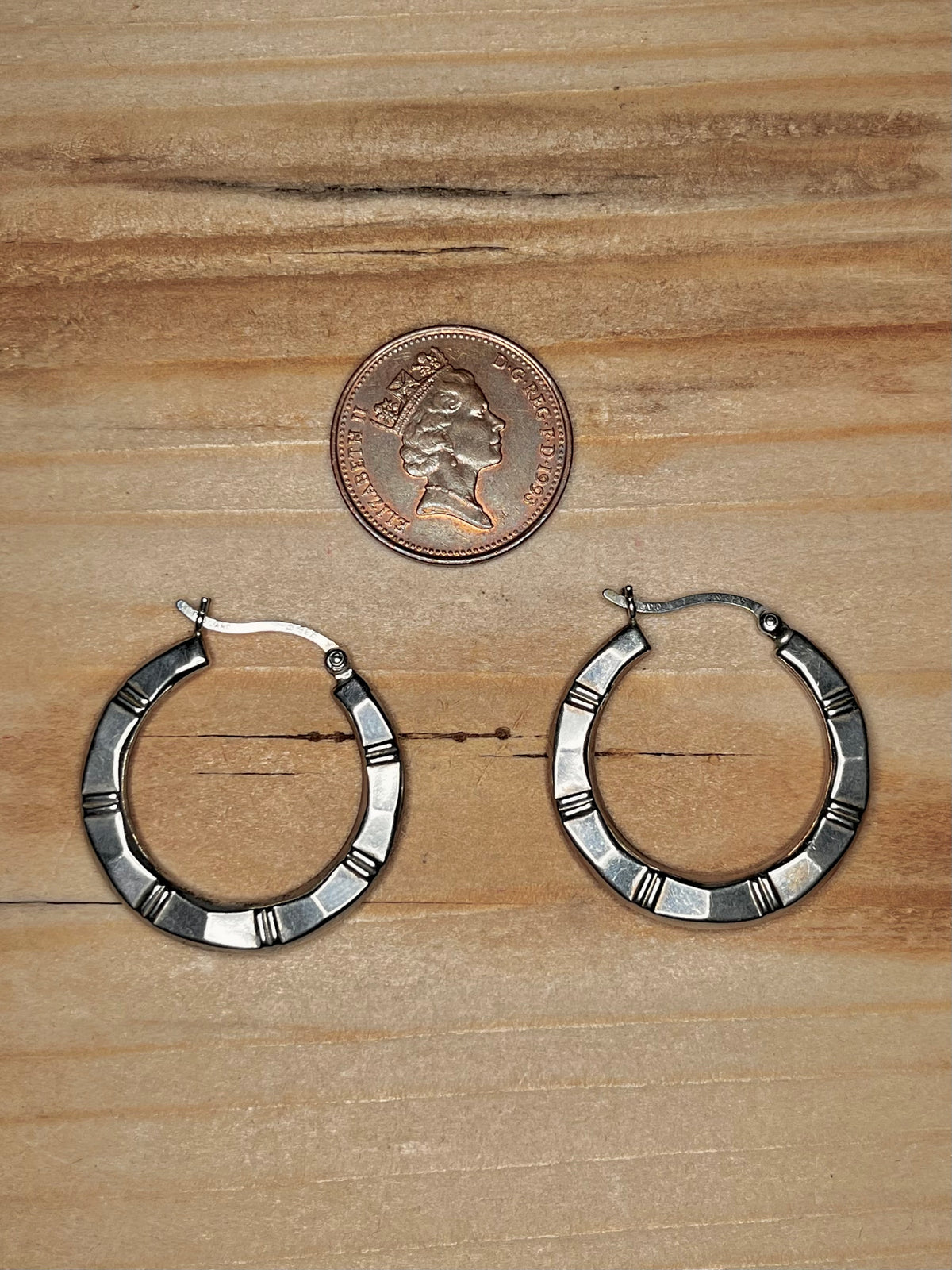 Bamboo Style Hoops 925 Sterling Silver Earrings