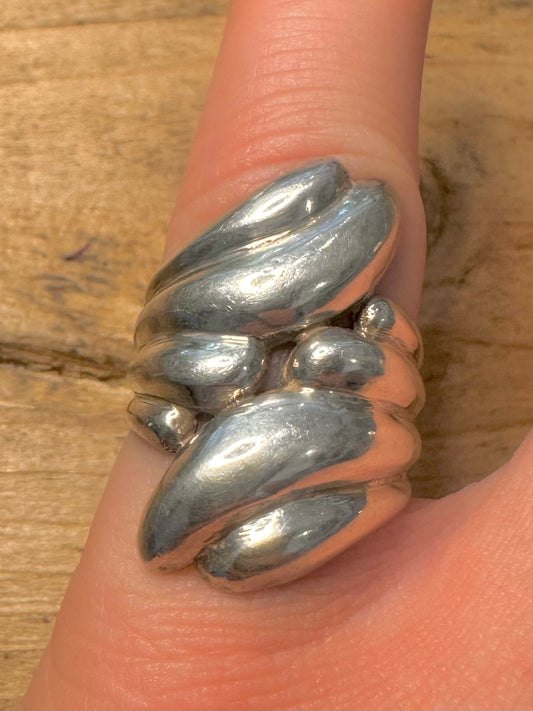 Abstract Layer 925 Silver Size M1/2 Ring