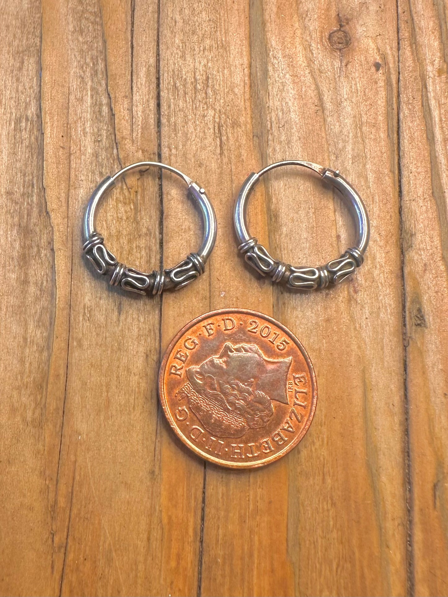 Bali Style Hoops 925 Sterling Silver Earrings