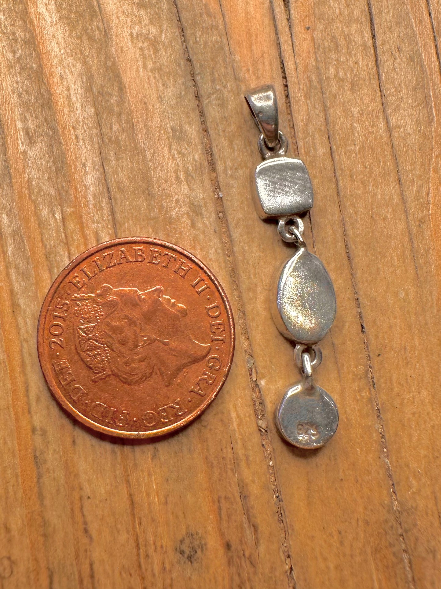 Modernist Mother of Pearl 925 Sterling Silver Pendant