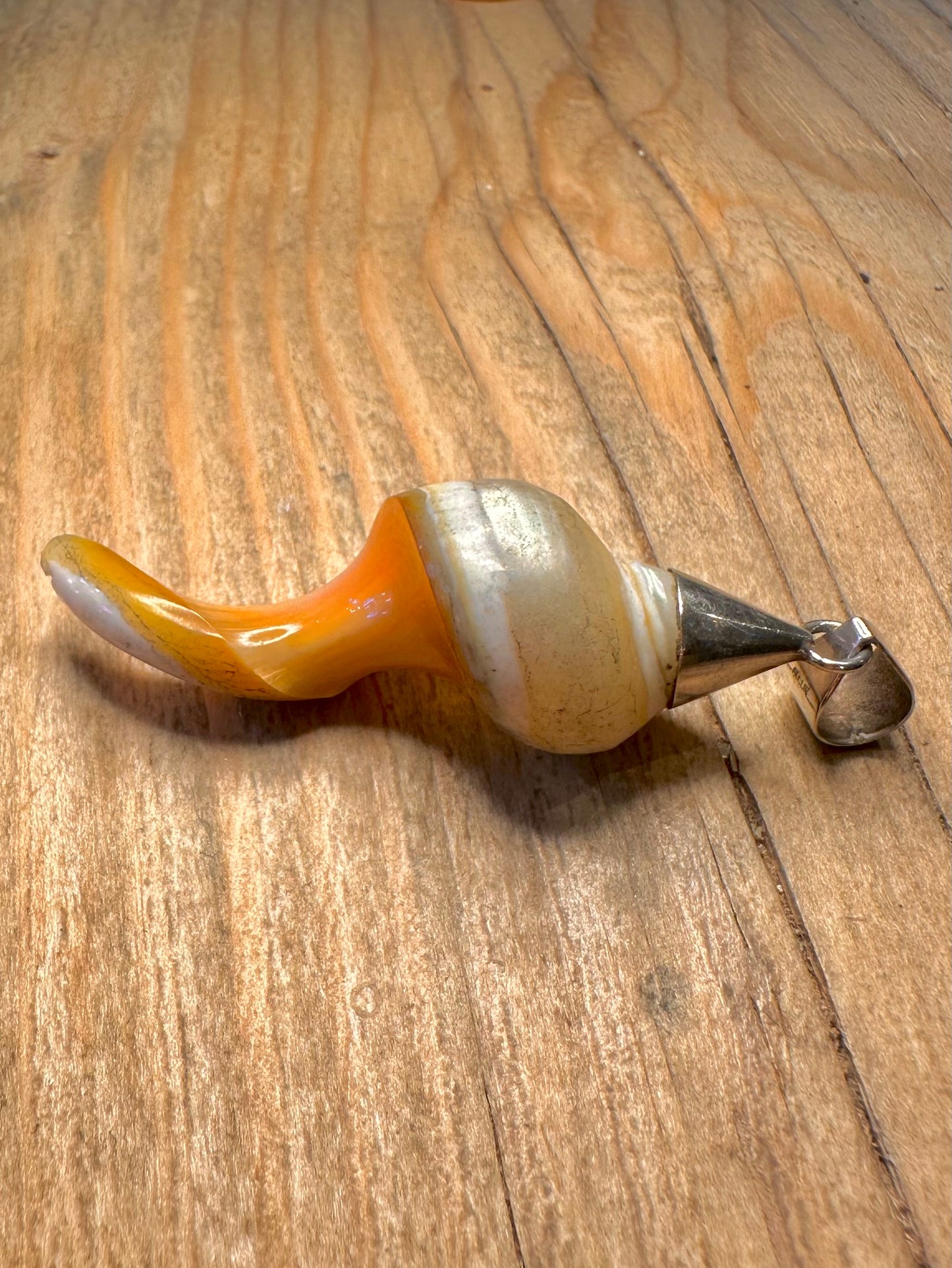 Vintage Natural Shell Twisted 925 Sterling Silver Pendant