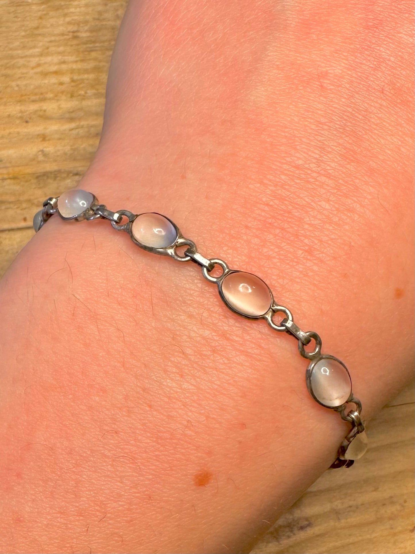Vintage klarer Quarz 925 Sterling Silber 7,5 Zoll Armband
