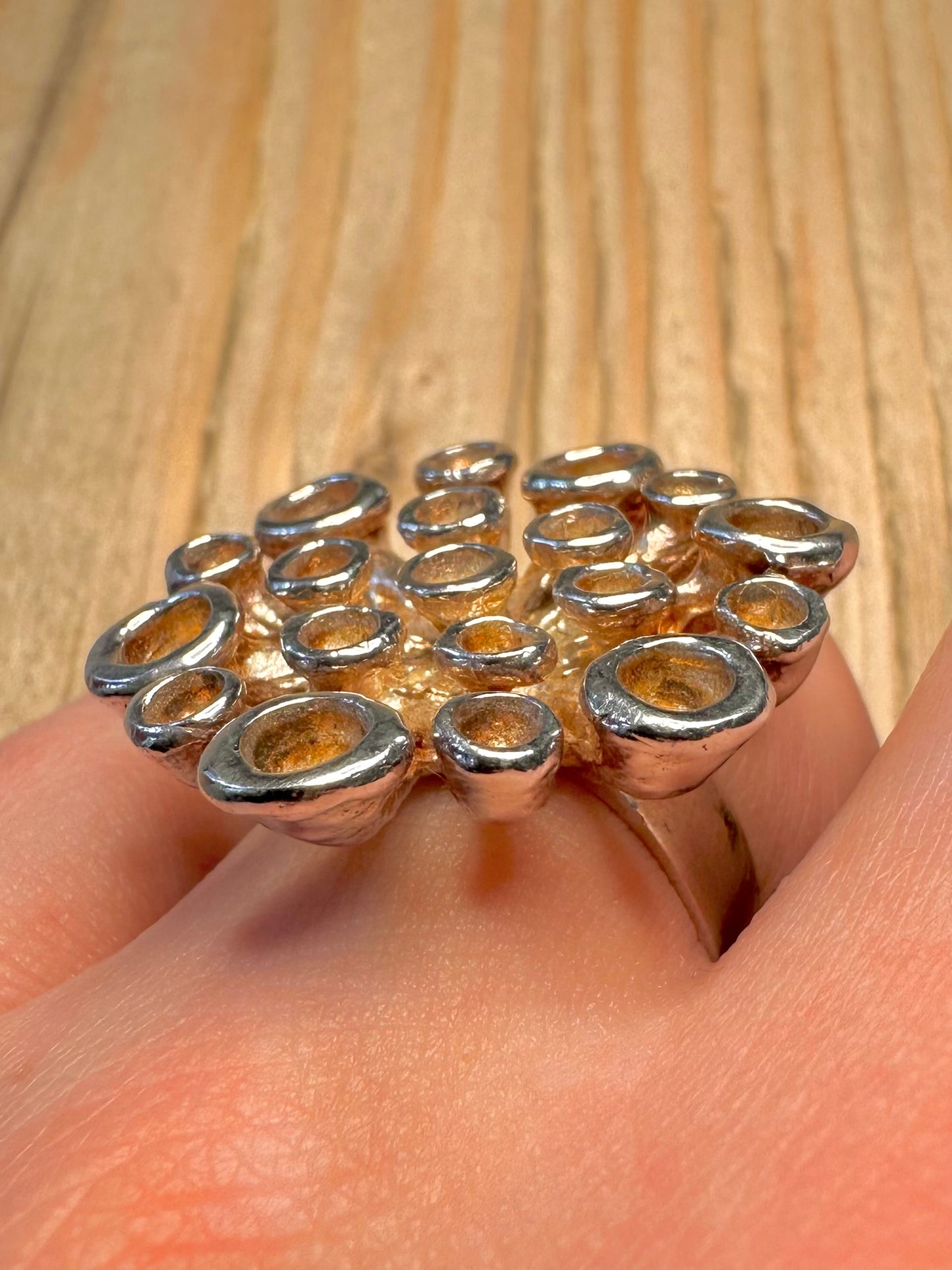 Abstract Modernist Circles 925 Sterling Silver Size O Ring