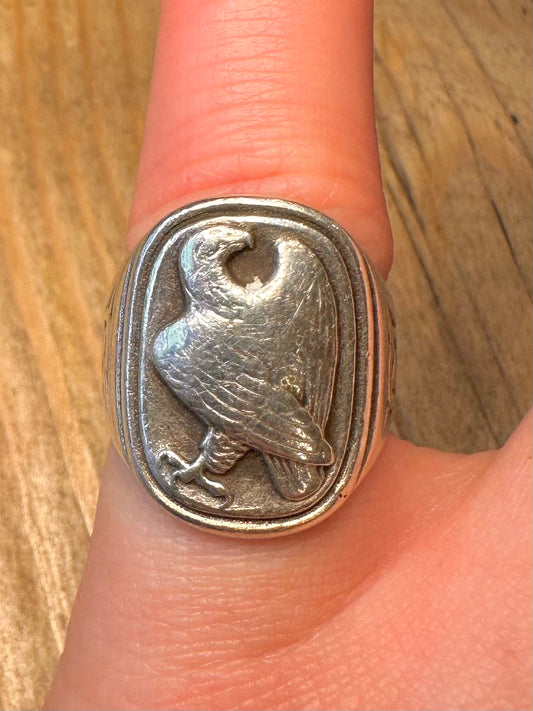 Vintage 1982 Georg Jensen Eagle Signet Franklin Mint Size L Ring