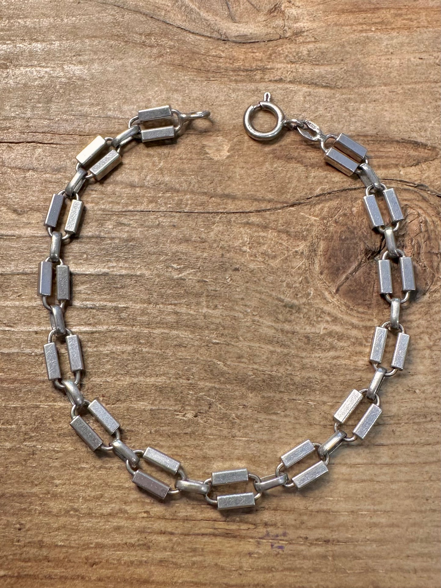 Vintage Unique Link Italy 925 Silver 7.5 inch Bracelet