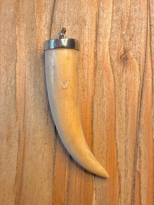 Vintage Long Tooth 925 Sterling Silver Pendant